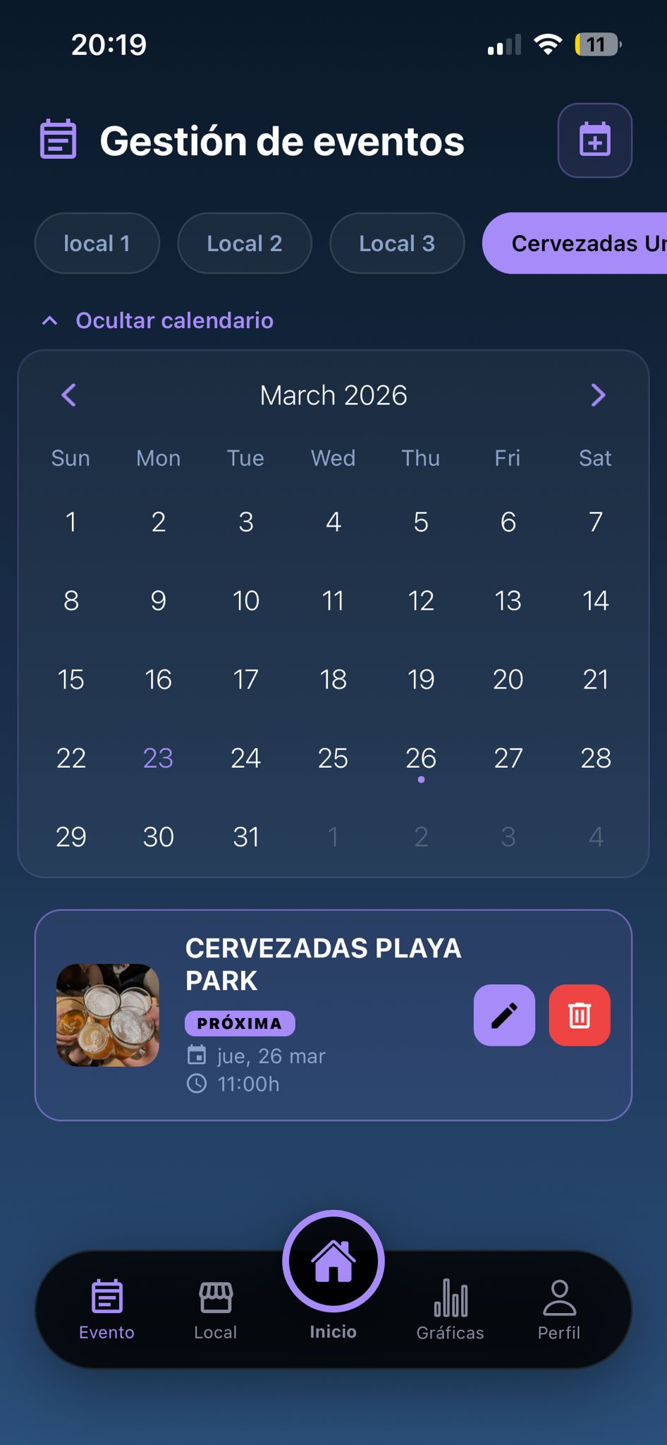 Gestión de Eventos